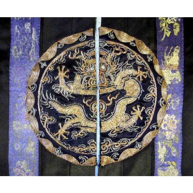Antique Framed Chinese Silk Dragon Design Robe For Sale - Image 10 of 13
