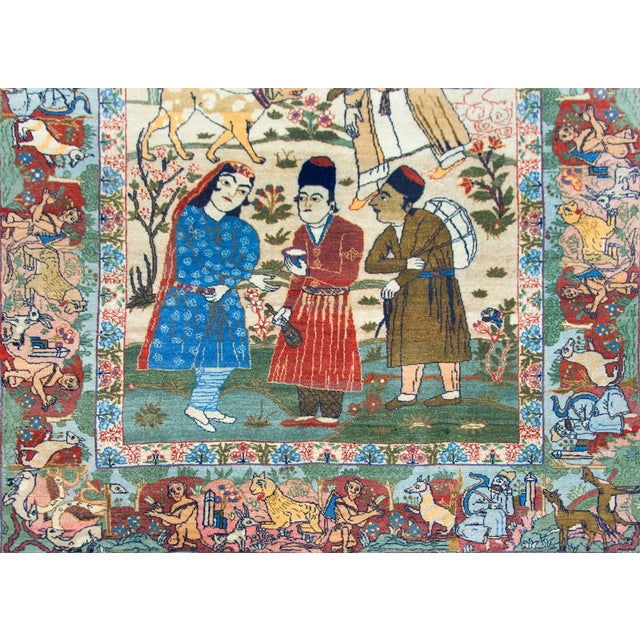 Early 20th Century Pictorial Isfahan Rug For Sale - Image 13 of 15