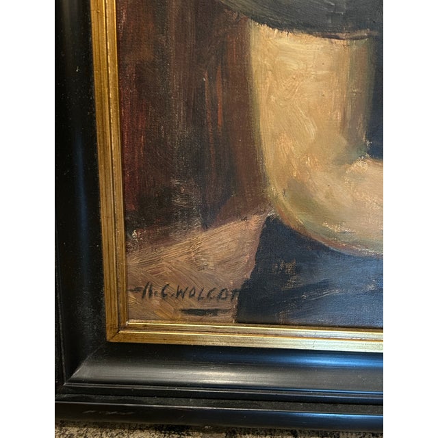 1950s Vintage Portrait Painting of a Woman With Flowers by Harold C Walcott. For Sale - Image 5 of 5