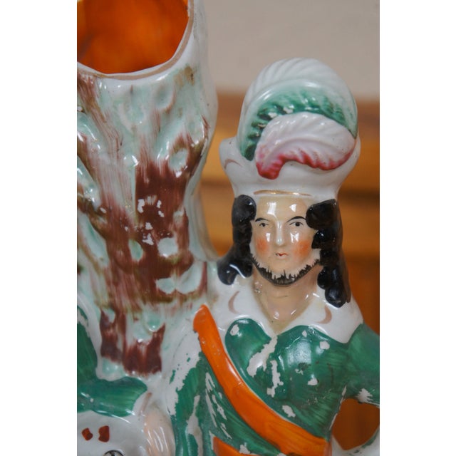 Mid 19th Century Antique Staffordshire Robin Hood Little John Spaniel Hunt Spill Vase For Sale - Image 5 of 12