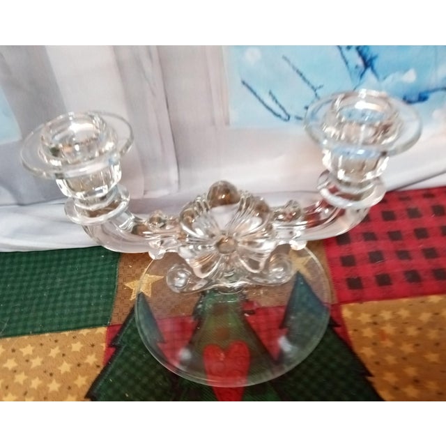 Mid-Century Modern 1950s Indiana Glass Candleabra For Sale - Image 3 of 6