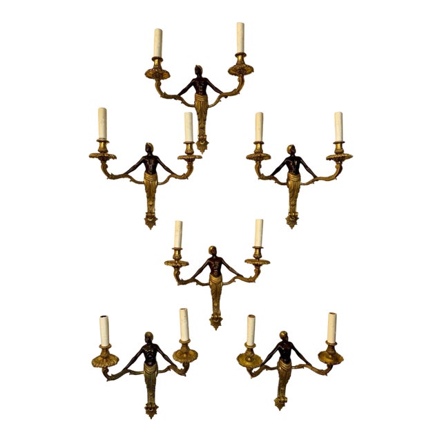 Set of 6 19th Century French Empire Bronze Sconces For Sale