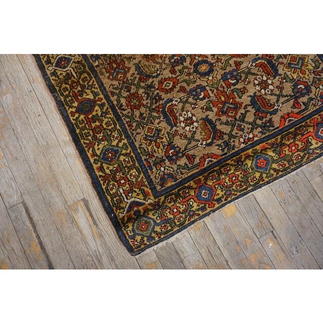 Textile 1920s Small Antique Camel Field Mahi Herati Paisley Malayer Knotted Wool Rug For Sale - Image 7 of 7