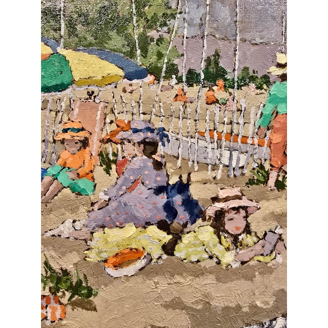 Suzanne Eisendieck -1960s Cros-De-Cagnes Beach Scene Oil Painting For Sale - Image 10 of 13