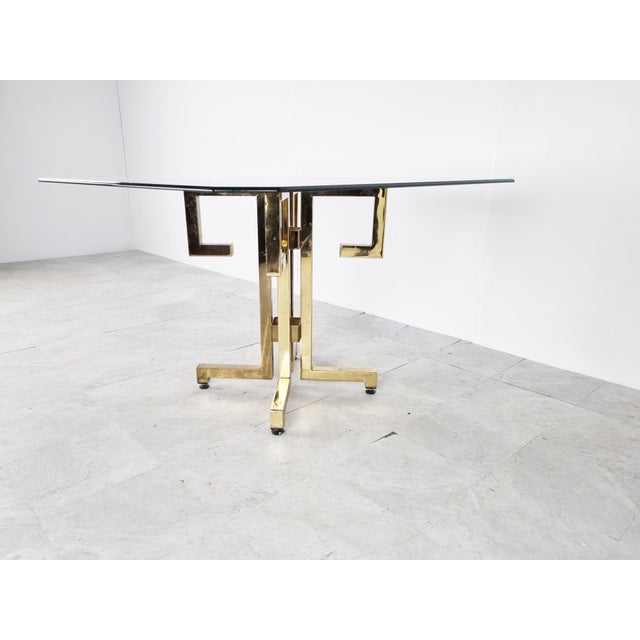Metal Geometrical Brass Dining Table, 1970s For Sale - Image 7 of 11