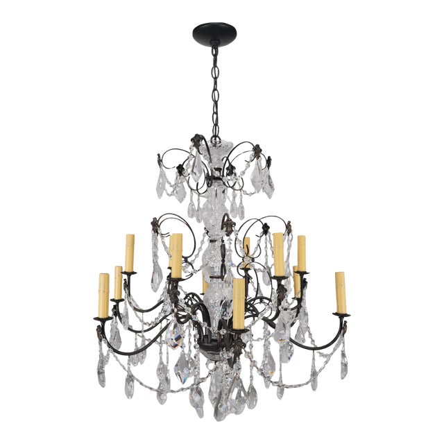 Late 20th Century French Style Twelve Light Crystal Chandelier For Sale