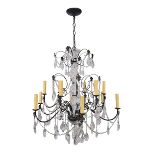 Late 20th Century French Style Twelve Light Crystal Chandelier