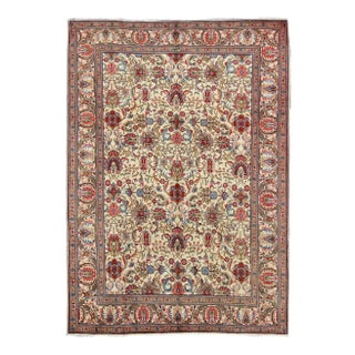 Vintage Tabriz Rug With Vivid, Traditional Colors and All-Over Design For Sale