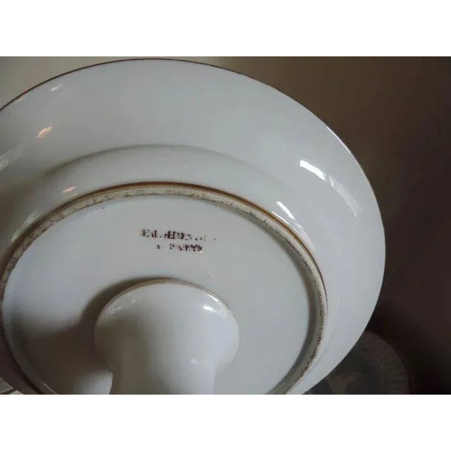 Early 19th Century French Empire Old Paris Porcelain White & Gold Edouard Honore Three Tier Dessert Tazza Hors d’oeuvres Stand - A Pair For Sale - Image 9 of 11