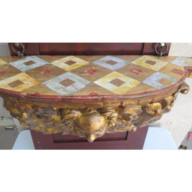 Wood Italian Gilt Carved Wood Wall Console Early 20th For Sale - Image 7 of 11