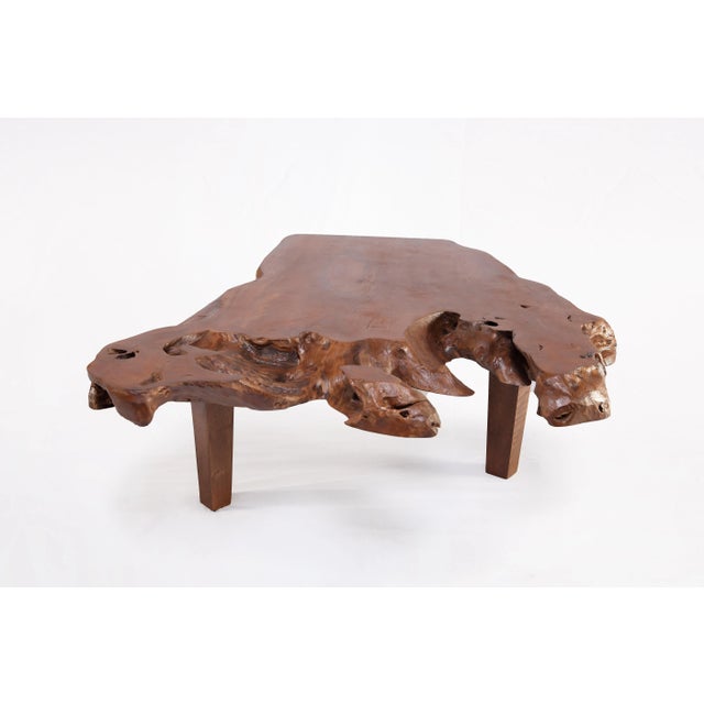 Brown Teak Living Edge Coffee Table 44 For Sale - Image 4 of 6