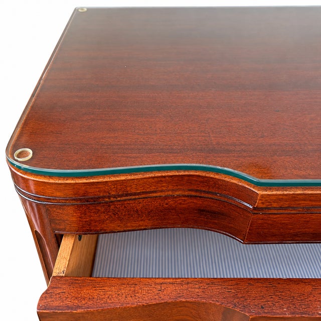 Hollywood Regency Pair of Vintage John Stuart Serpentine Mahogany Chests For Sale - Image 3 of 5