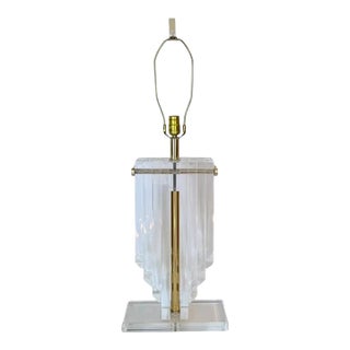 Mid Century Modern Sculptural Lucite Skyscraper Table Lamp, 1970's For Sale