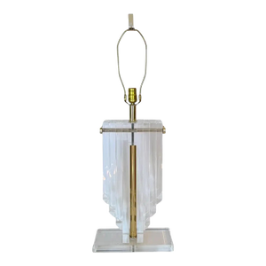 Mid Century Modern Sculptural Lucite Skyscraper Table Lamp, 1970's