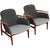 Set of 2 Finn Juhl NV53 lounge chairs, upholstered in grey fabric, and with armrests and legs of teak. The chairs are from...