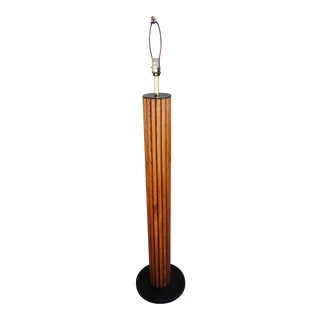 Mid 20th Century Faux Bamboo Oak Floor Lamp For Sale