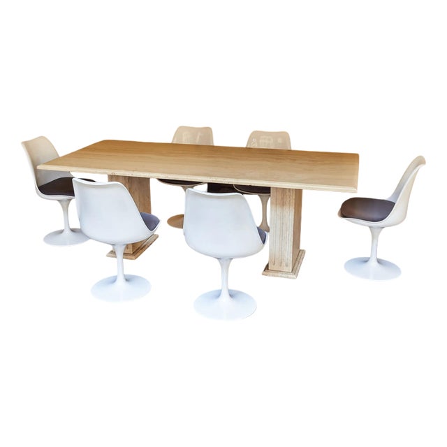 Outdoor Travertine Dining Table, 1970 For Sale