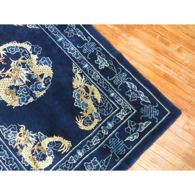 Expressionism Dragon Blue Chinese Rug, Mid-20th Century - 4'1" x 6'1" For Sale - Image 3 of 6