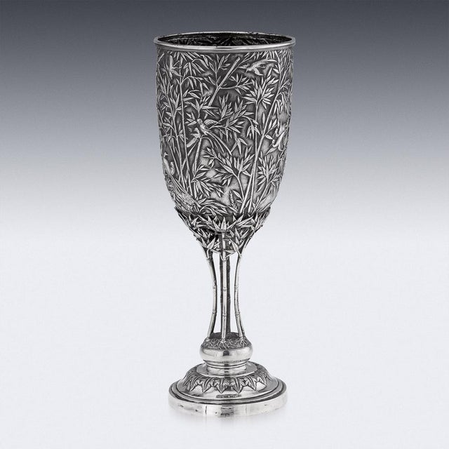 Late 19th Century 19th Century Chinese Export Silver Goblet from Lee Ching, 1870s For Sale - Image 5 of 18