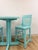 Wood Vintage Bistro Set Turquoise Blue Counter Height Table Two Chairs Outdoor/Indoor For Sale - Image 7 of 16