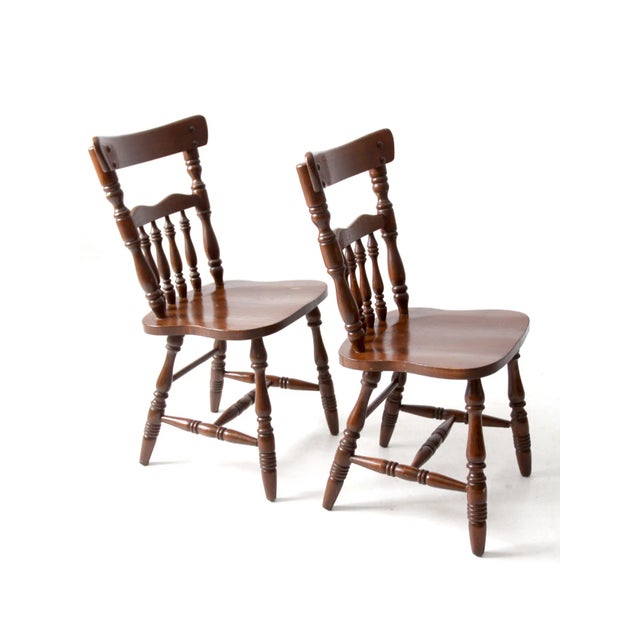 Mid Century Windsor Style Dining Chairs Pair For Sale - Image 9 of 11