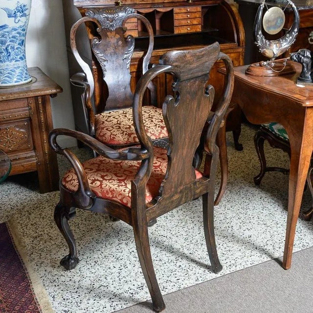 Traditional European Painted and Carved Inlaid Armchairs a Pair For Sale - Image 3 of 10