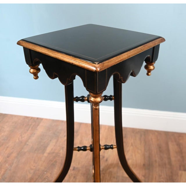 Arts and Crafts Lacquered Pedestal Stands, Set of 2 For Sale - Image 9 of 12