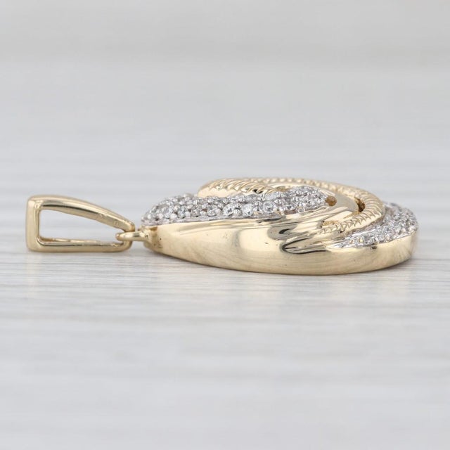 Modern 0.35ctw Diamond Swirl Teardrop Pendant 14k Yellow Gold For Sale - Image 3 of 8