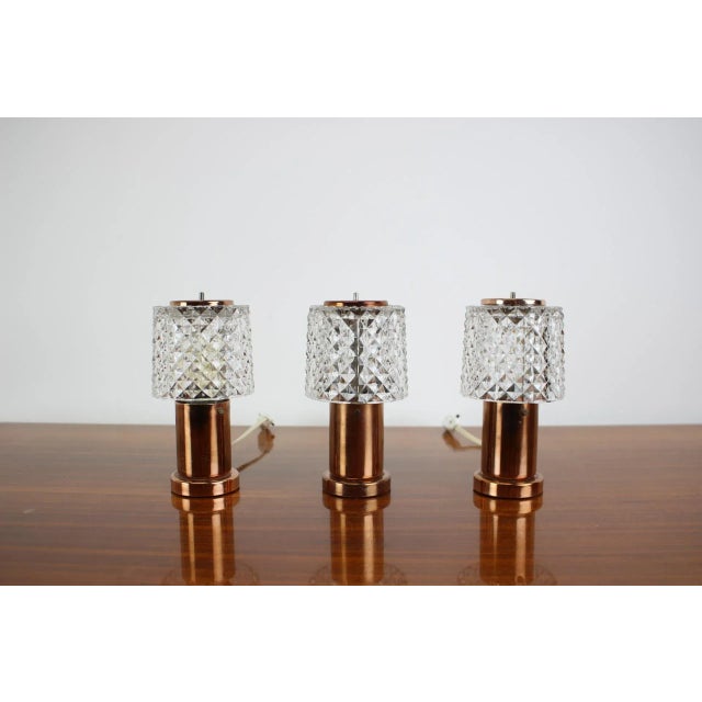 Made in Czechoslovakia. Made of glass, copper. With aged patina 1xE14 or E15 socket. Re-polished. Fully functional....