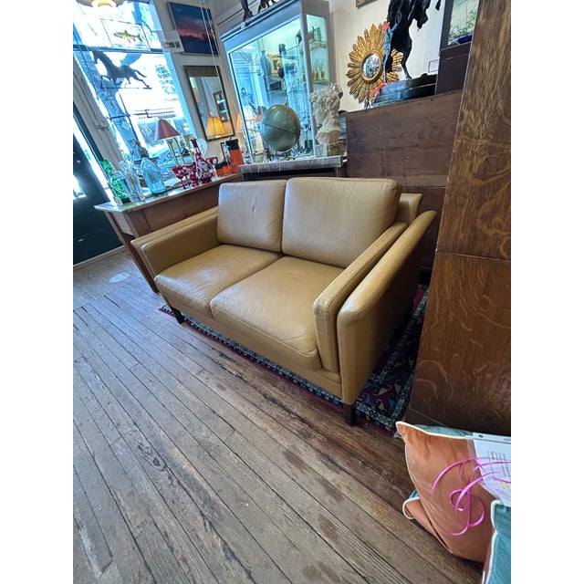 Mid-Century Modern Borge Mogensen Style Danish Mid Century Modern Leather Loveseat For Sale - Image 3 of 14