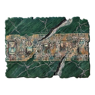 Post Modern Faux Marble Mesoamerican Inspired Wall Hanging Sculpture. Circa 1980s For Sale