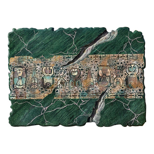 Post Modern Faux Marble Mesoamerican Inspired Wall Hanging Sculpture. Circa 1980s For Sale