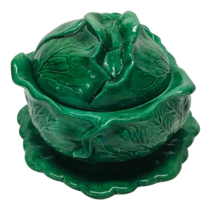 Holland Mold Company Covered Cabbage Bowl With Underplate