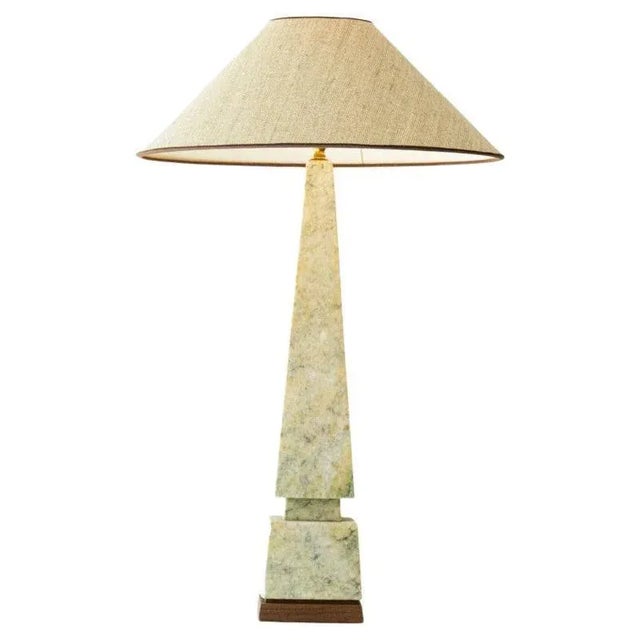Marble Table Lamp with Beige Silk Lampshade attributed to R. Houben, 1970s For Sale - Image 10 of 10