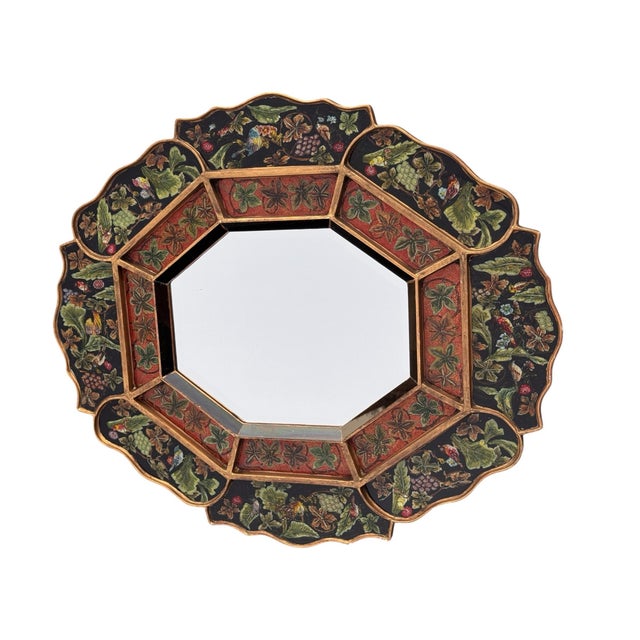 Late 20th Century Robert M. Weiss Octagonal Mirror in Reverse Painted Frame For Sale - Image 5 of 11
