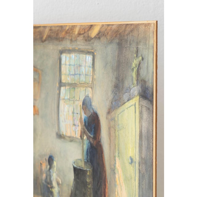 Dutch Genre Painting of a Peasant Woman Churning Butter, Hague School, by Bernard Blommers, circa 1890 For Sale - Image 11 of 16