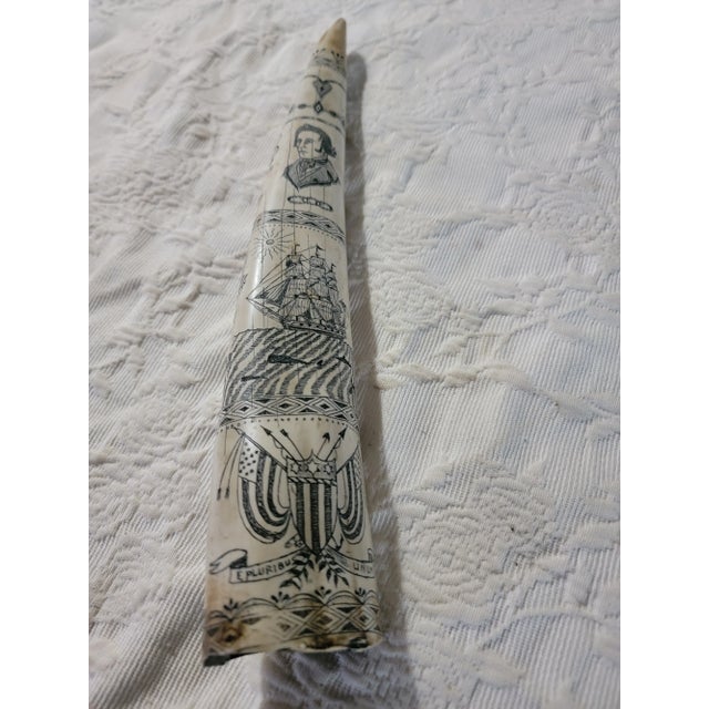 1980's Faux Walrus Tusk Nautical Scrimshaw For Sale - Image 4 of 12