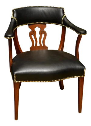 Modern English Mahogany and Leather Captains Chair