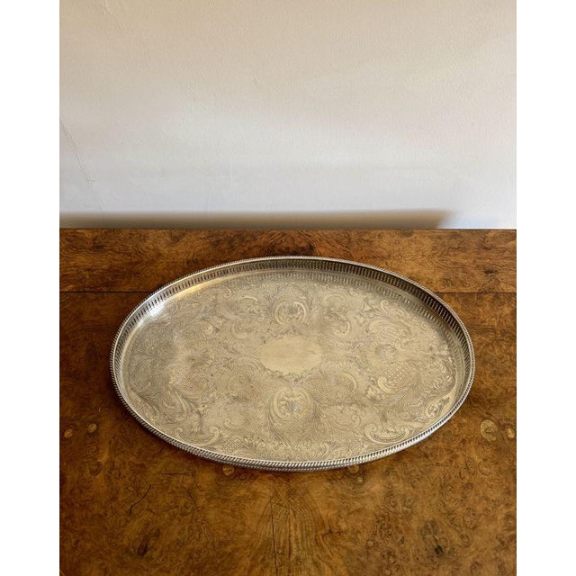 Antique Edwardian Silver Plated Tray, 1900 For Sale - Image 4 of 6