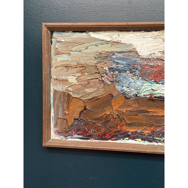 Original Oil on Canvas – “Abstract Composition” by Unknown Artist – Not Signed – Vintage & Framed – 76 × 37 cm (29.9" ×...