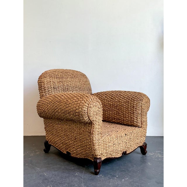 Tan Vintage Ralph Lauren Organic Modern Woven Seagrass Club Chair For Sale - Image 8 of 16