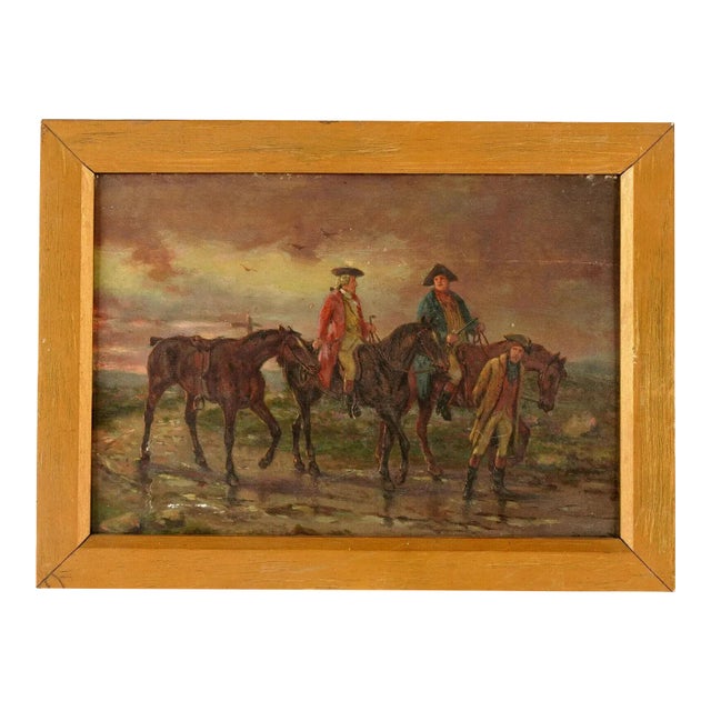 18th Century Soldiers on Horseback British School Oil on Board Framed For Sale