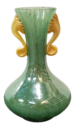 Late 20th Century Mitchell Gaudet Art Glass Double Handled Vase (New Orleans)