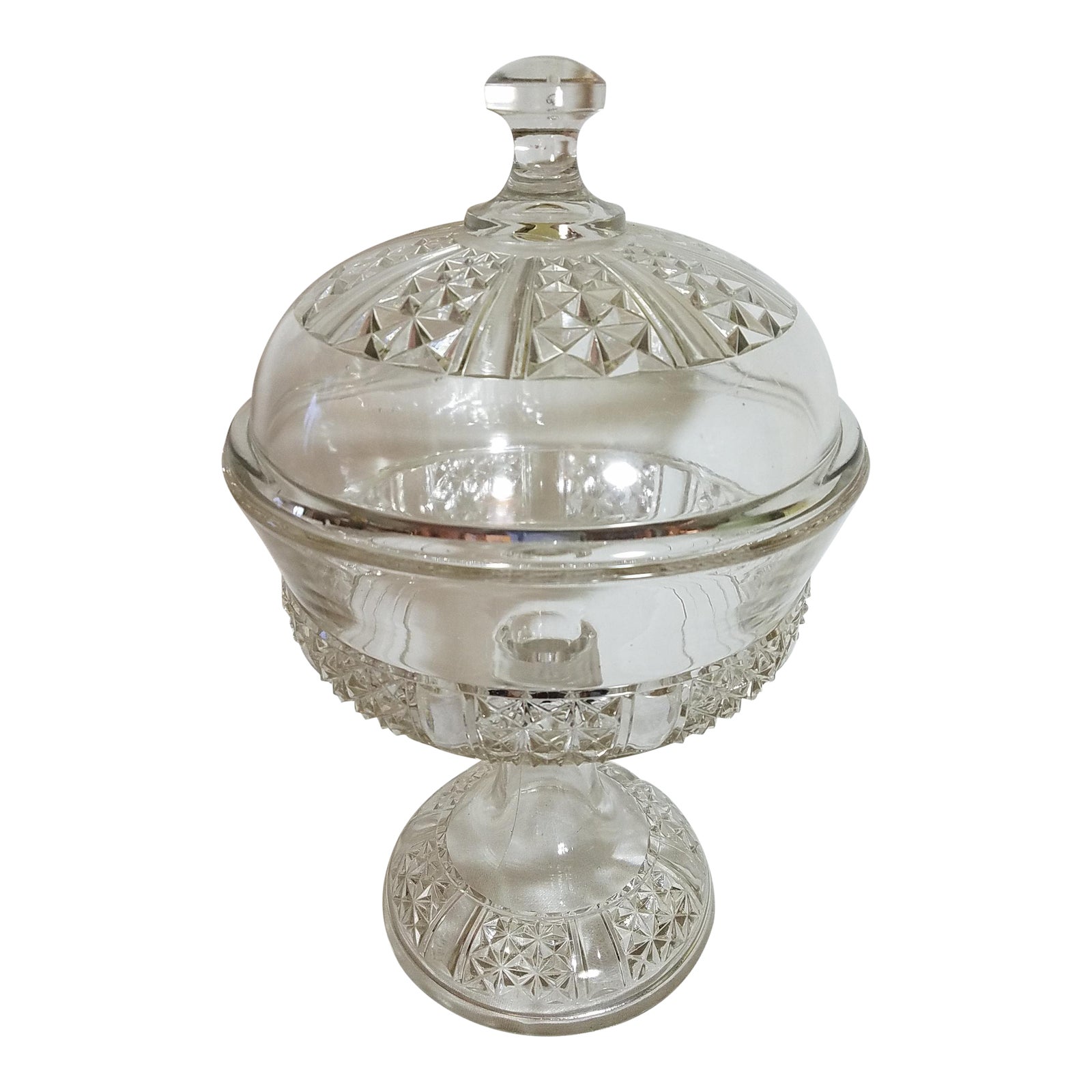 Victorian Glass Biscuit Compote on Stand W/ Lid Chairish