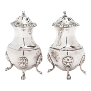 Pair of Pear Shaped Salt & Pepper Shakers by the Barker Brothers, C. 1912