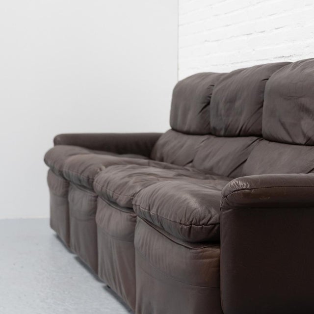 Mid-Century Modern Leather Modular Sofa, 1970s, Set of 4 For Sale - Image 3 of 17