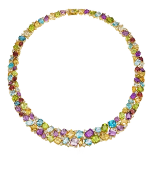 Nina Zhou Secret Garden Multi-Stone Statement Collar Necklace in 14k Yellow Gold