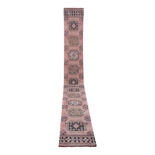 1970s Vıntage Turkish Oushak Handmade Wool Runner Rug - Stair Carpet For Sale