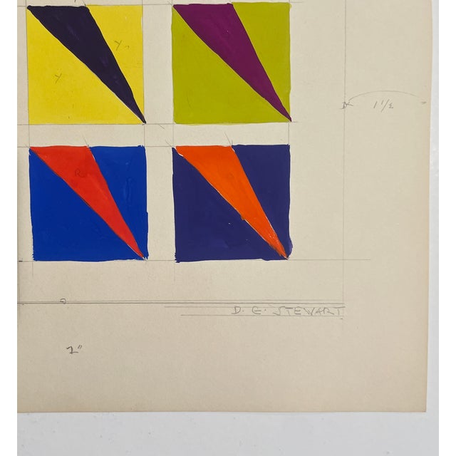 1960s painting on paper of color studies by art student DG Stewart. Signed lower right. Combined shipping available,...