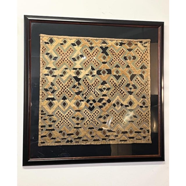 Framed Kuba Weaving, 1950s For Sale - Image 4 of 5